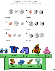 Money Counting Worksheet - Store
